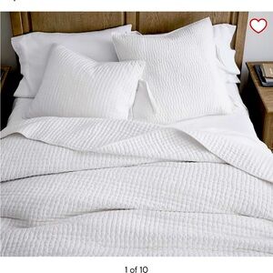 Pottery Barn White Cotton Linen Quilt King / California King